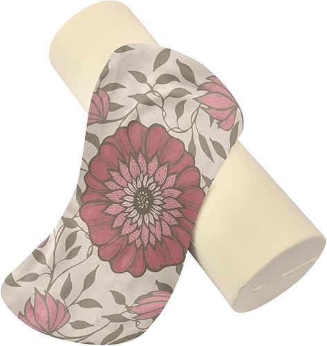 Miniatura 2 de KLL Retro Plain Floral Pattern Bolster Pillow for Legs Massage Table Neck Roll Pillow Insert Round Pillow Form Circular Pillow Cushion Pillow Neck