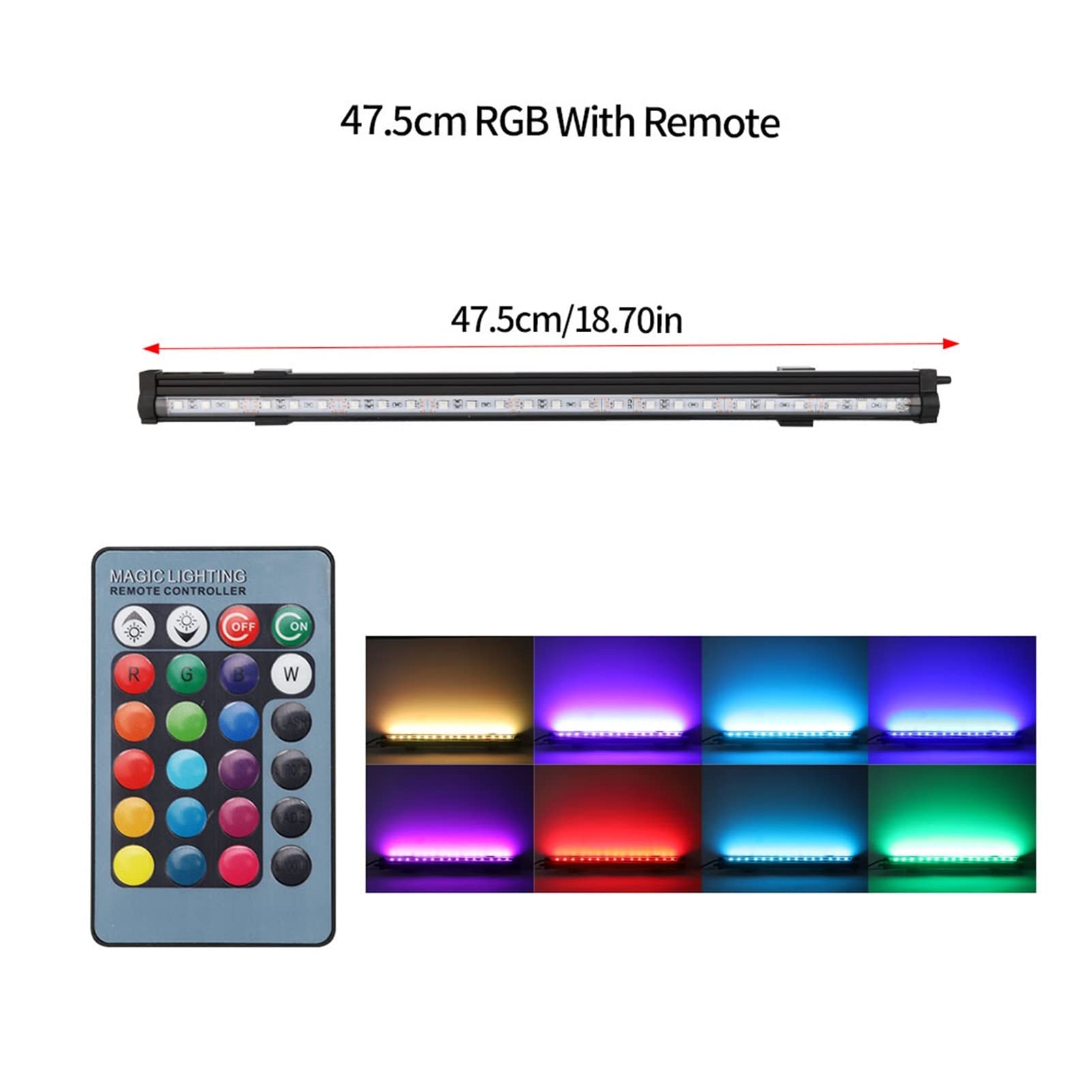 Luz de Acuario Lámpara de Control Remoto RGB para Plantas 20-58cm Lámpara de Burbuja de Aire LED Luz de Planta Acuática para Tanque de Peces (Color : SZD-A20RM)
