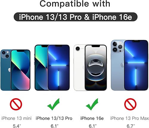 Miniatura 3 de JETech Protector de pantalla de cobertura completa para iPhone 16e 2025, iPhone 13/13 Pro de 6.1 pulgadas, película de vidrio templado 9H,