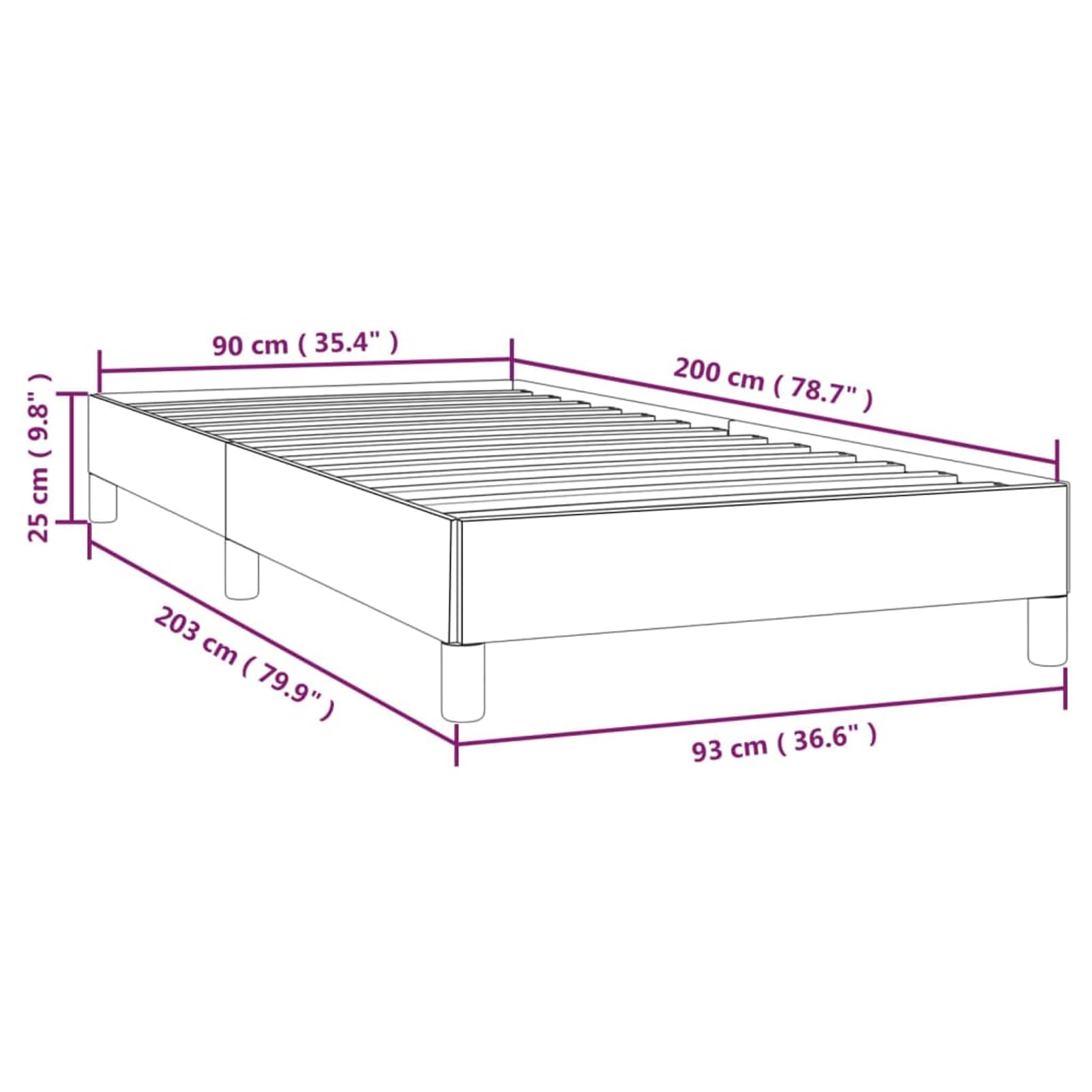 ATOMSTACK MAKER Letto con rete integrata, 90 x 200 cm, struttura in legno e compensato nero, rivestito in tessuto traspirante 100% poliestere, ideale per camere da letto piccole e giovani
