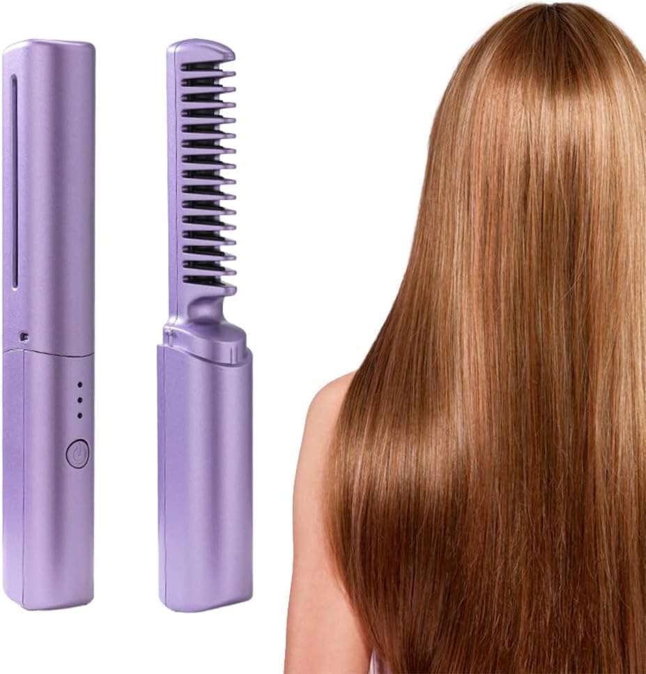 Anasis Wireless Hair Straightener Comb Brush for Women, Rechargeable Hair Styler & Straightener Comb with Negative Ion, PTC Heating, No Hair Damage, 3 Gear Control, Intelligent Shutdown-image-19