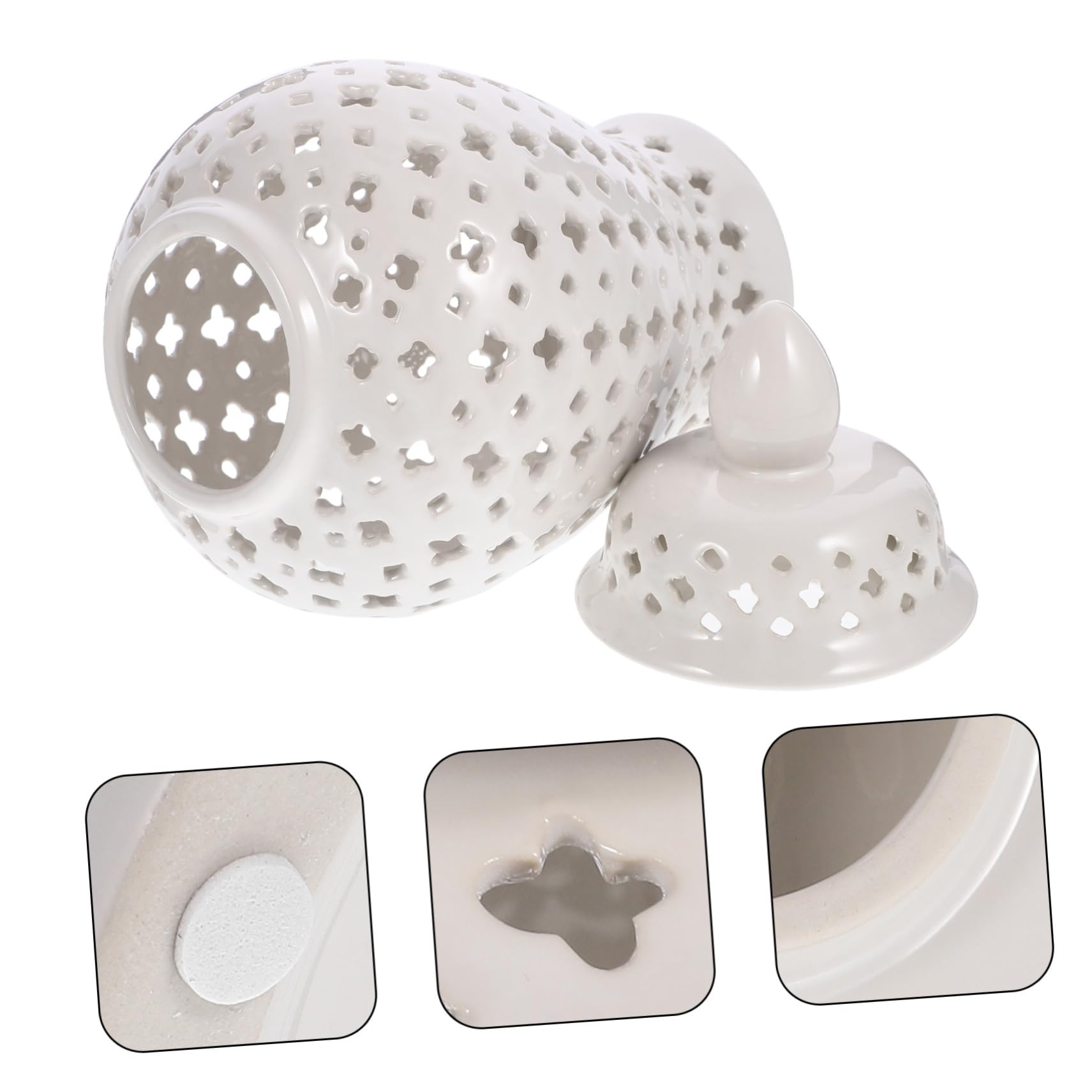 Ciieeo Weiße Hohle Keramikvase als Zarter Blumenhalter für Haus und Balkon in Modernem Europäischen Design und Einfacher Form