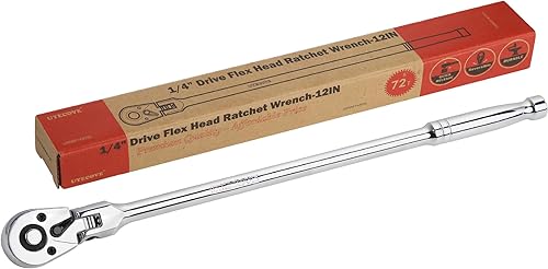 Miniatura 8 de Trinquete de cabeza flexible de 12 pulgada, rojo, acero Cr-Mo, longitud de 11.7 pulgadas