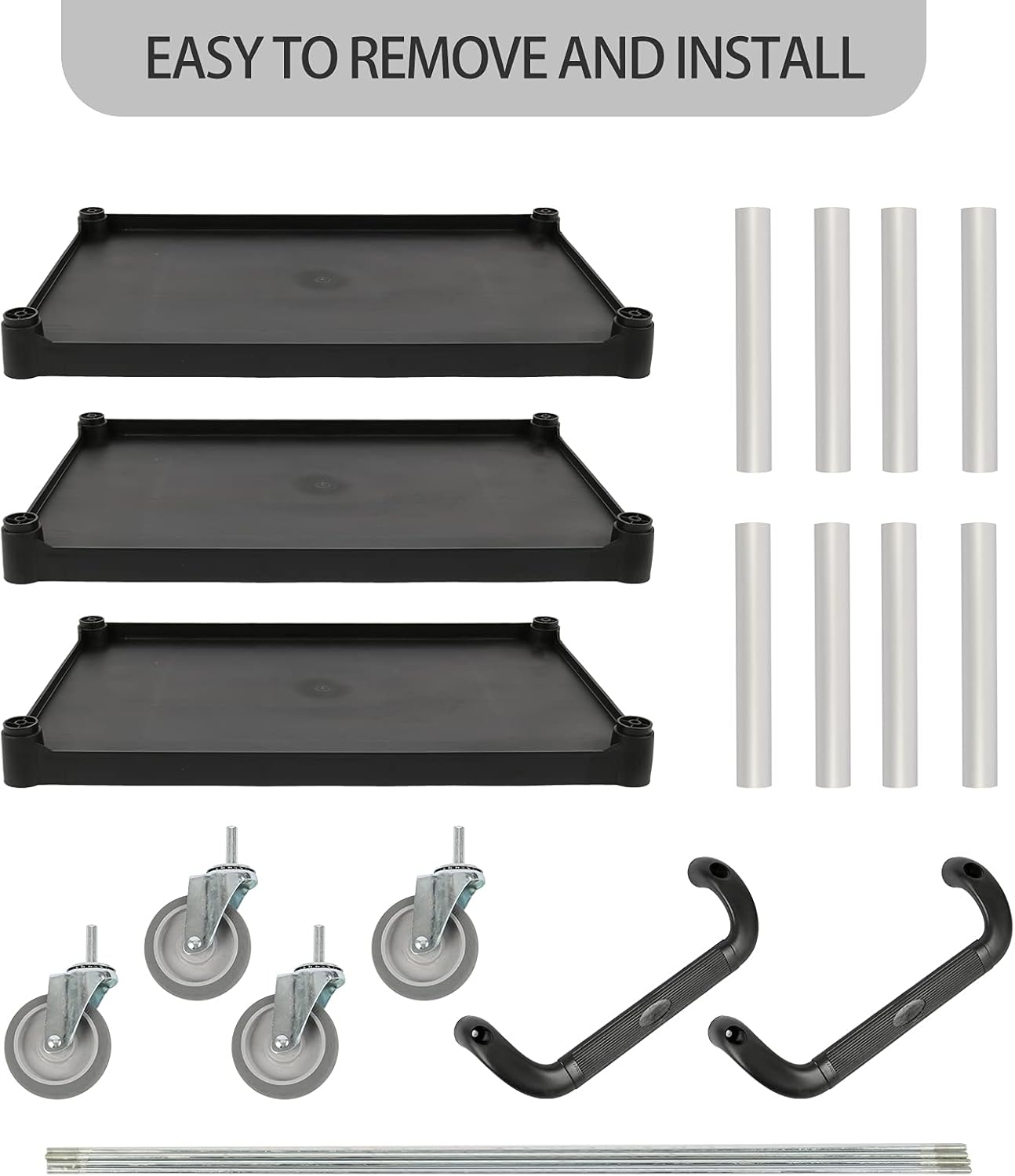 Restlrious 3-Tier Utility Cart with Wheels Heavy Duty Commercial Service Rolling Storage Cart for Kitchen/Workshop/Office/Home 300 Lbs Maximum Capacity : Office Products