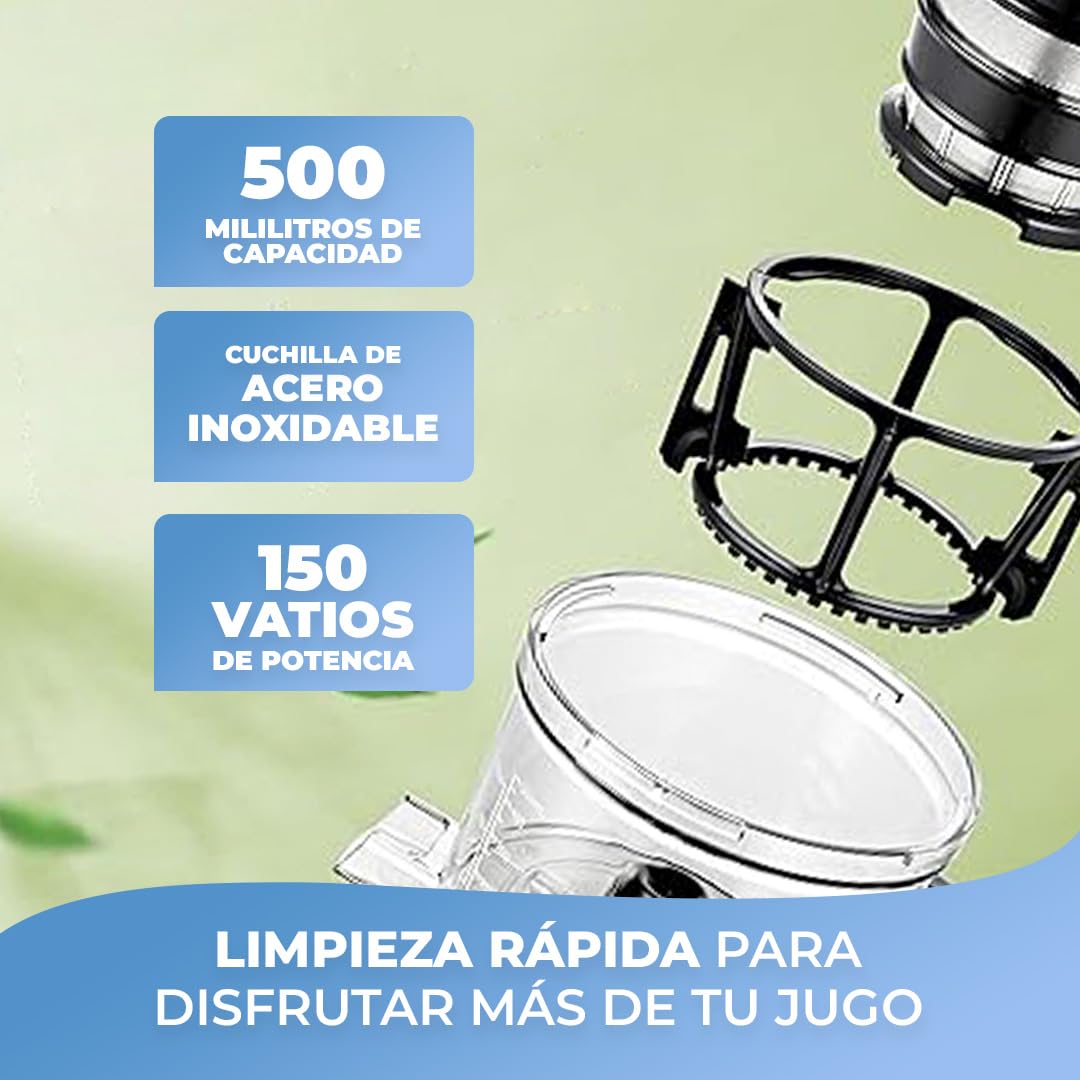 SLOW JUICER S13 Extractor De Zumos Y Verduras | Máxima Extracción De Nutrientes | Extractor de Jugos, Prensado En Frío | Motor Silencioso | Tecnología De Compresión Lenta | Juguera De Alta Eficiencia