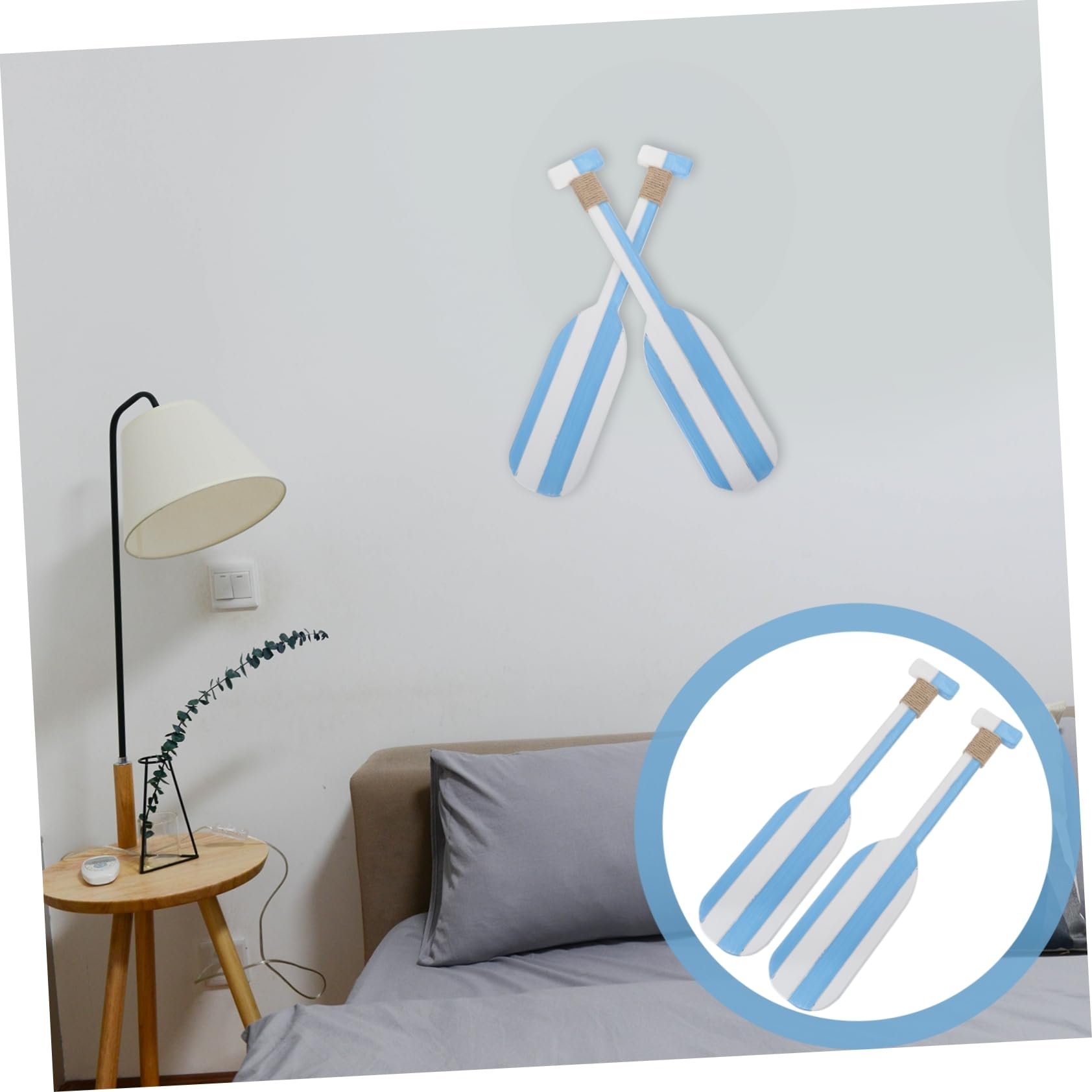 STOBAZA 2 Piezas Paleta De Decoración De Pared Remos De Rayas Oceánicas Decoración De Acentos del Hogar Adorno De Pared Náutico Casa Doble Decoración De Adorno De De Madera