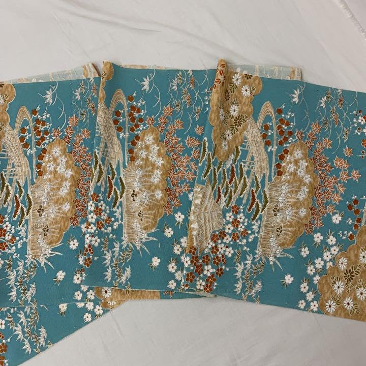 新品正絹 トールサイズ京友禅工芸染お洒落単衣兼用縮緬九寸なごや帯、紬、小紋適品 正絹 トールサイズ京友禅工芸染お洒落単衣兼用縮緬九寸なごや帯