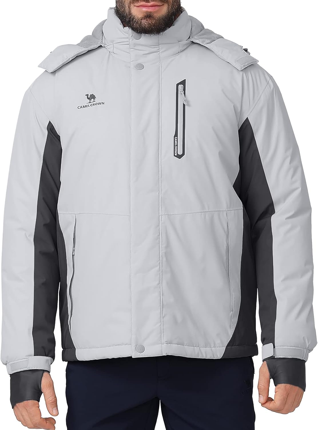 CAMEL CROWN Men's Mountain Snow Waterproof Ski Jacket Detachable Hood Windproof Fleece Parka Rain Jacket Winter Coat : Sports & Outdoors