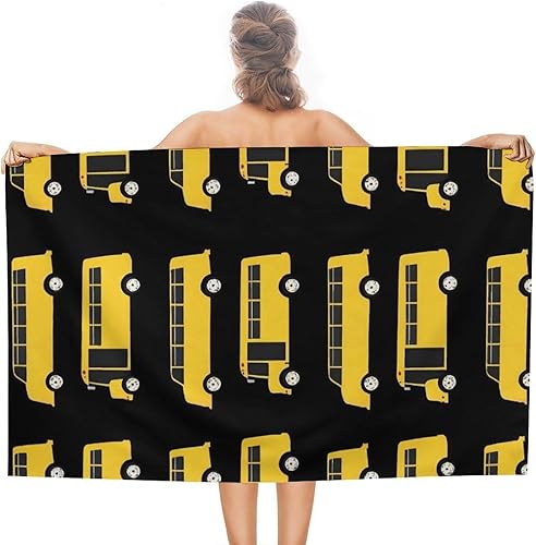 Miniatura 3 de Toalla de baño acogedora y cómoda para niños y niñas, compatible con autobús escolar negro y amarillo, bonitas toallas de playa para spa, hotel,