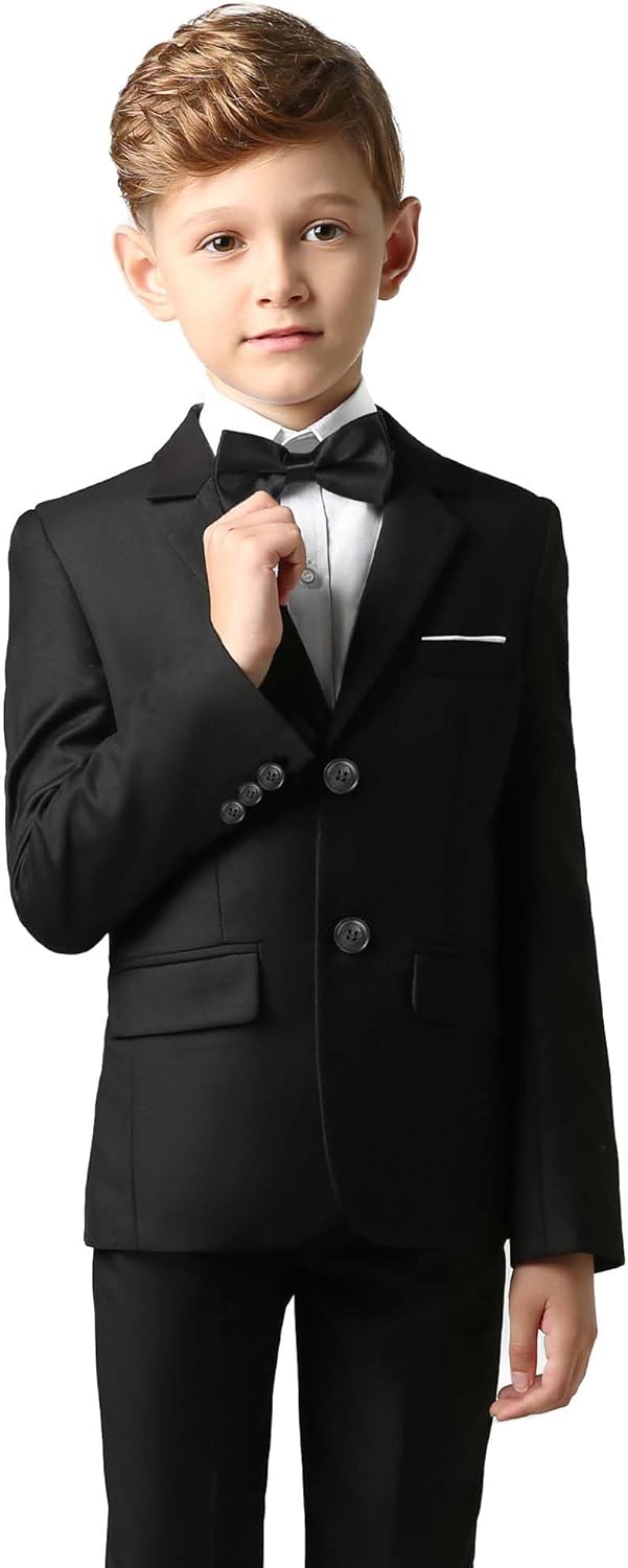 Boys Slim Fit Suit, Formal Tuxedo Dress Suit Set for Teenage Boy 5Pcs Toddler Suits Wedding Outfit Homecoming