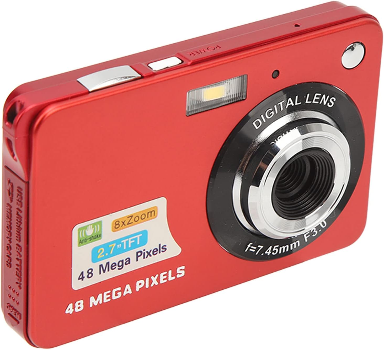 4K Digital Camera, 8X Zoom Digital Camera Red 2.7 Inch LCD Screen 128GB