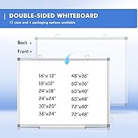 Vista 8 de WALGLASS Pizarra blanca magnética, 36 x 24 pulgadas, de doble cara, borrado en seco, pizarra blanca para pared, colgar o montar, horizontal
