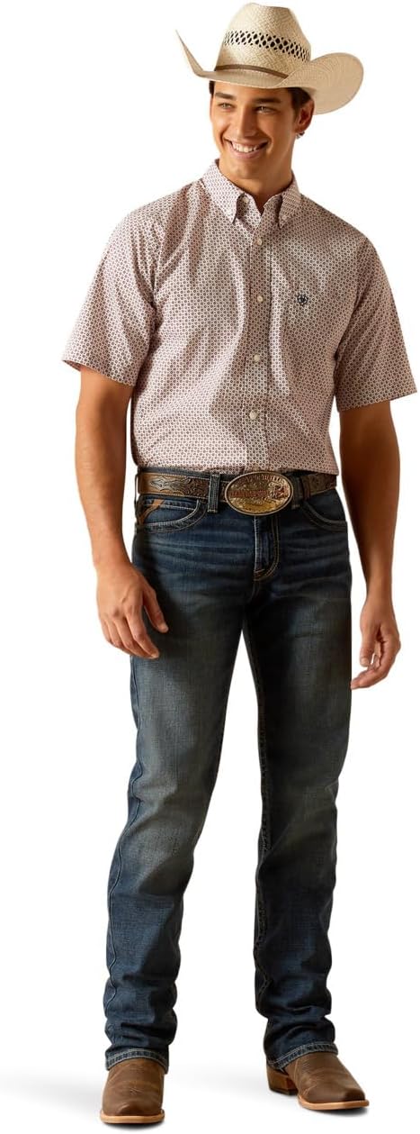 ARIAT Syrah Tegan Men's Short Sleeve Fitted Collared Button Down Shirt 10048425