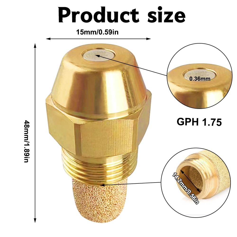 2 ugelli a cono pieno Angolo 60 gradi 1,75 USgal/h 6,55kg/h Ugello per bruciatore a gasolio Ugello a cono pieno Bruciatore per caldaia Iniettori diesel Ugello Metanolo Diesel