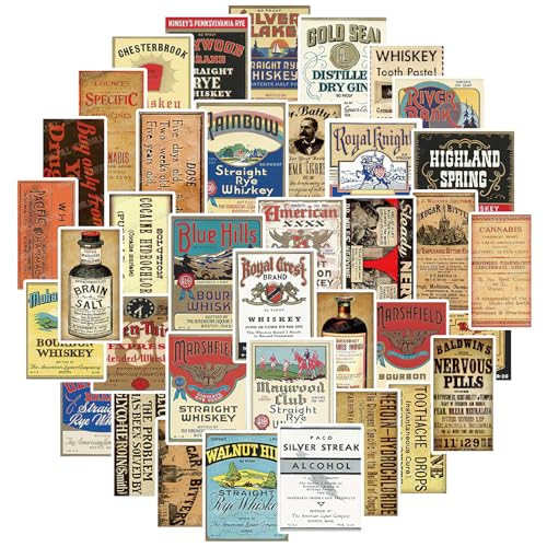 Bomichi 100 Pcs Vintage Wine Bottle Stickers,Liquor Bottle Lable Stickers for Envelope Seal, Scrapbook,Journals,Holiday Decor, DIY Crafts,Water Bottle