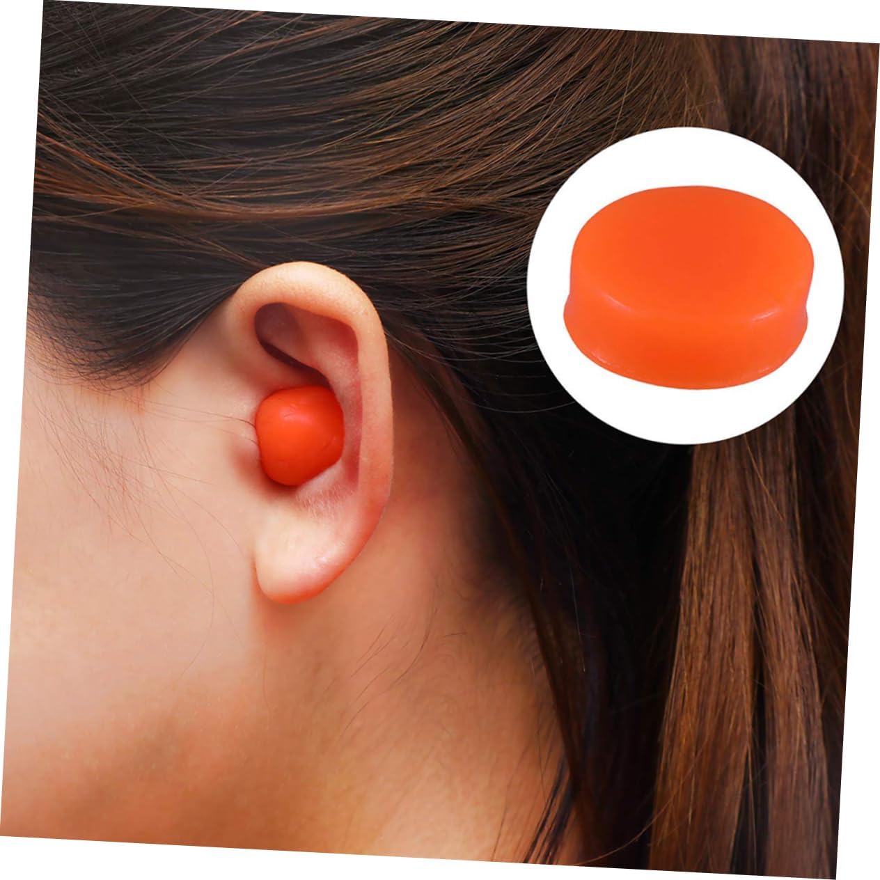 18pcs Silicone Earplugs Soundproof Gel Earbuds for Swimming Bathing Studying Comfortable Orange for Adults Boys and Girls and Travel