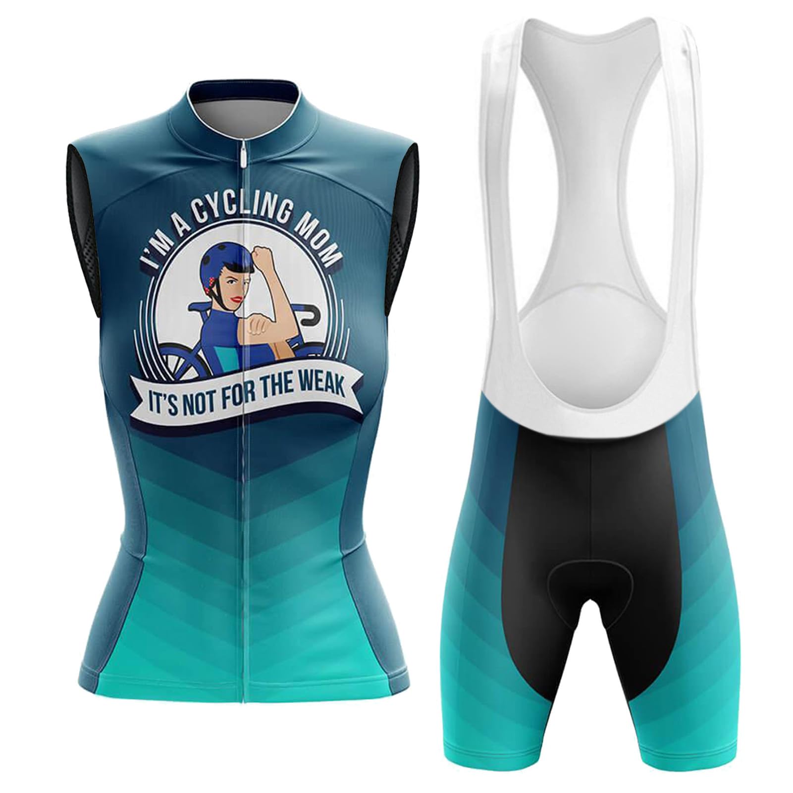 Maillot Cyclisme Femme Été Tenue Cycliste Sans Manches,Vêtements de Velo VTT MTB Gilet et Cuissard à Bretelle avec 19D Coussin Gel,Ensemble Combinaisons de Cycling Sleeveless Respirant Séchage Rapide