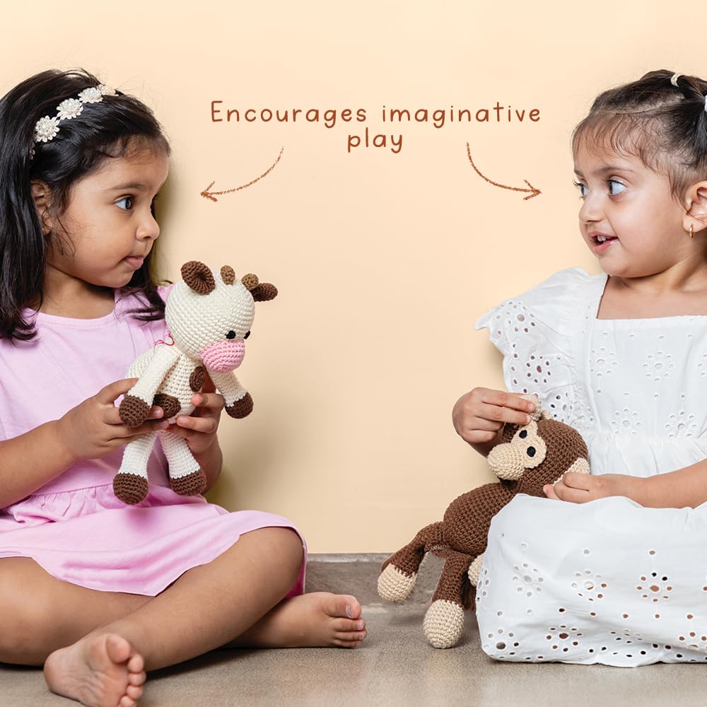 GUBBACHHI Soft Toys for Girls/Boys | Crochet Doll for Kids | Baby Toys for 3 Months + | Handmade in India | New Born Baby Gifts | Plush Stuffed Animal Toy | Gifting for Childrens| Amba Cow 2