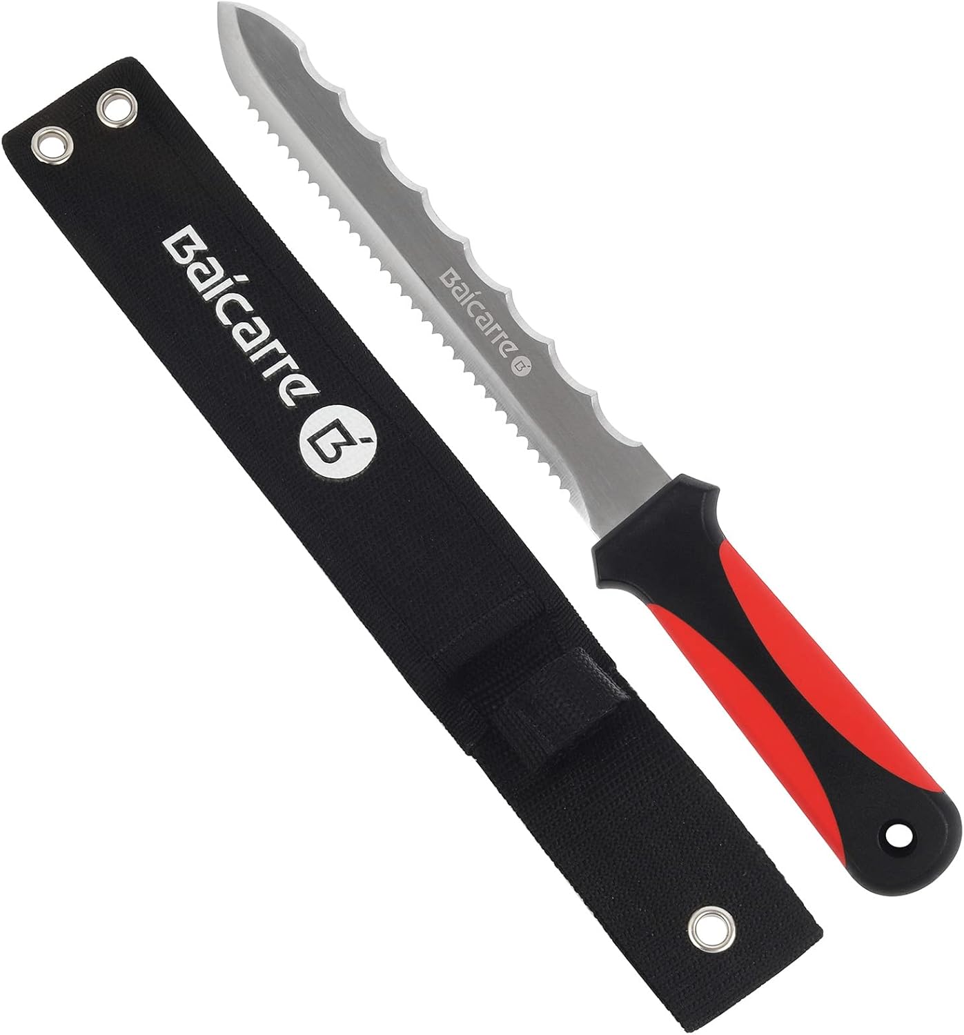 BaiCarre Sod Knife, 7.8" Stainless Steel Blade with 2 Sharp Serration and Red Handle