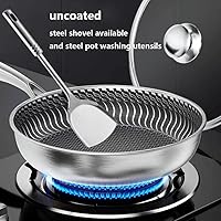 Vista 7 de Olla de cocina de acero inoxidable 316, sartenes de grado profesional para cocinar, sartén antiadherente física grabada con láser, sartén Con tapa