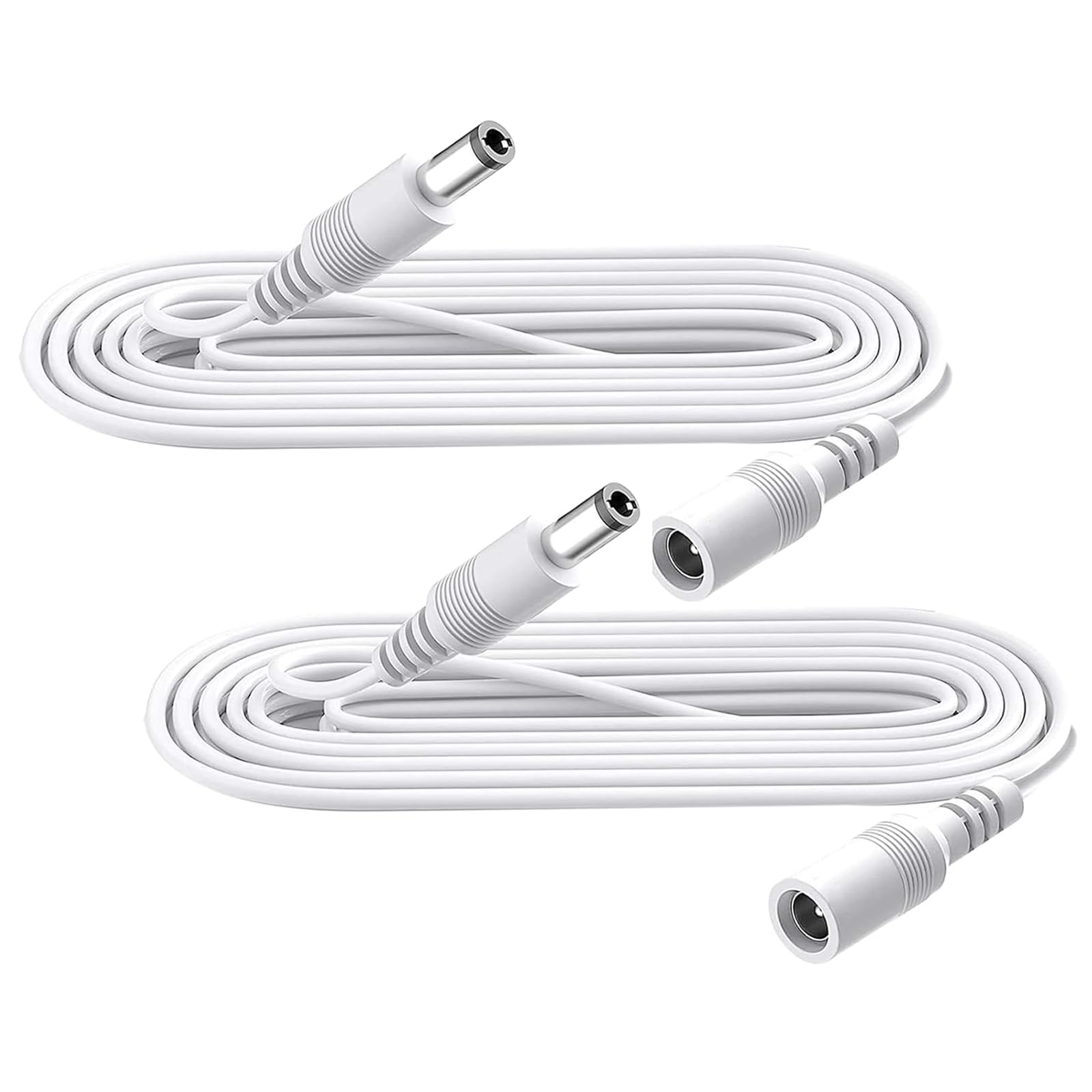 Auroh 2 Pack 3M/9.8ft Power Extension Cable, 12V DC 5.5mm*2.1mm Male to Female Power Adapter Cord for 12V CCTV Security Camera, LED Strip String Light, Router and More Devices (White, 3 Meters)