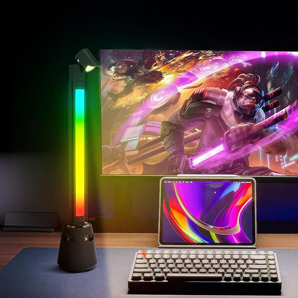 Luce ritmica musicale – RGB Sound Control LED Light Stick, ricarica USB 32 bit pickup suono per il gioco d'atmosfera, barra di illuminazione musicale 48 cm