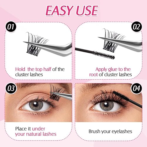 Miniatura 4 de Arison - Extensiones de pestañas en racimo de pestañas, 96 racimos de pestañas, racimo de pestañas individuales en racimo de pestañas individuales