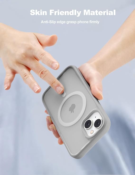 Tigowos iPhone 15 için Manyetik kılıf MagSafe 15FT Düşmeye Dayanıklı Sararma Önleyici Ağır Hizmet Darbeye Dayanıklı Arka Kapak iPhone 15 Telefon Kılıfları 6.1 inç, Gri