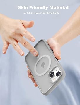 Tigowos iPhone 15 için Manyetik kılıf MagSafe 15FT Düşmeye Dayanıklı Sararma Önleyici Ağır Hizmet Darbeye Dayanıklı Arka Kapak iPhone 15 Telefon Kılıfları 6.1 inç, Gri