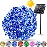KIMOC ソーラー イルミネーションライト ガーデンライト LED 30m 300球 屋外 庭 ライト ストレート IP65 防水 8モード 夜間自動 点灯 クリスマス ハロウィン パーティー バレンタインデー 新年 祝日 結婚式 誕生日 学園祭屋外 室外 室内 庭対応 ソーラーパネル 大容量 飾りライト ソーラー (ブルー)