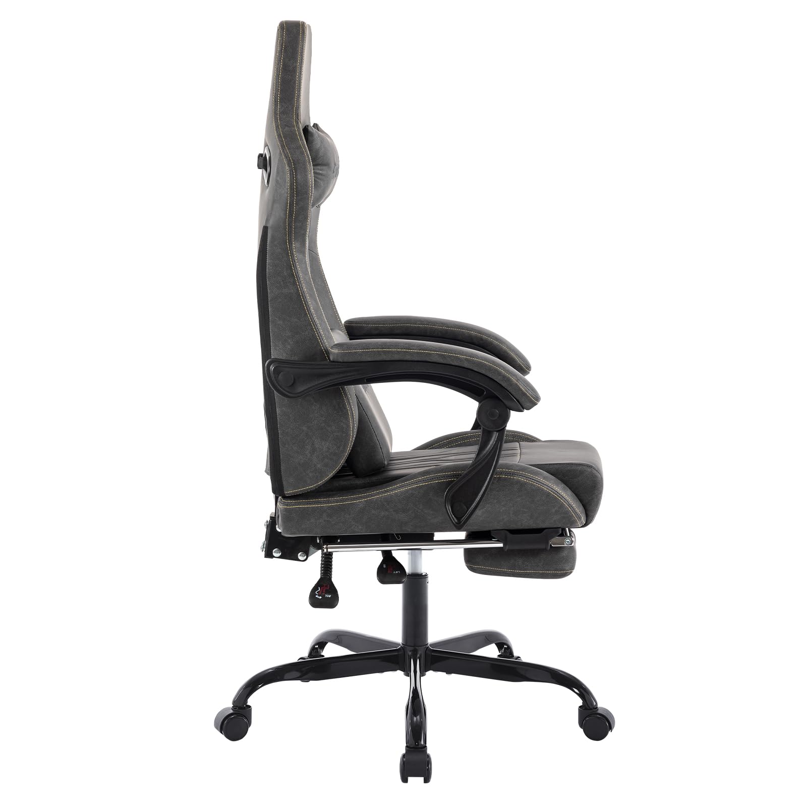 SUKIDA Gaming Stuhl Computerstuhl Ergonomischer Gaming Chair mit Fußstütze Bürostuhl Ergonomischer Computerstuhl mit Lendenwirbelstütze Grey