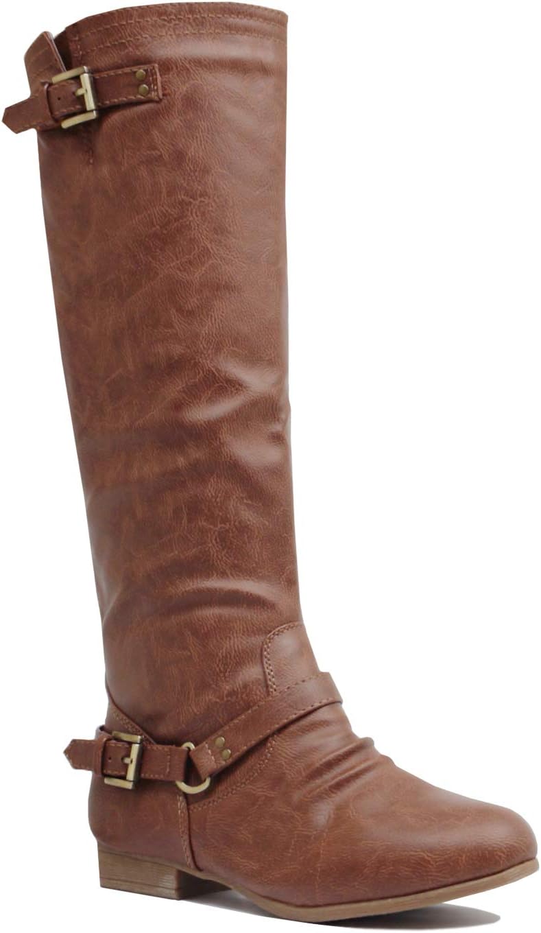 Guilty Heart Women Winter Side Zipper Knee High Low Heel Riding Boots