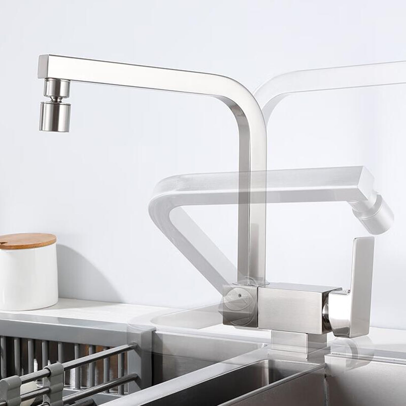 Robinet de cuisine pliable pour fenêtre mitigeur noir double jet d'évier