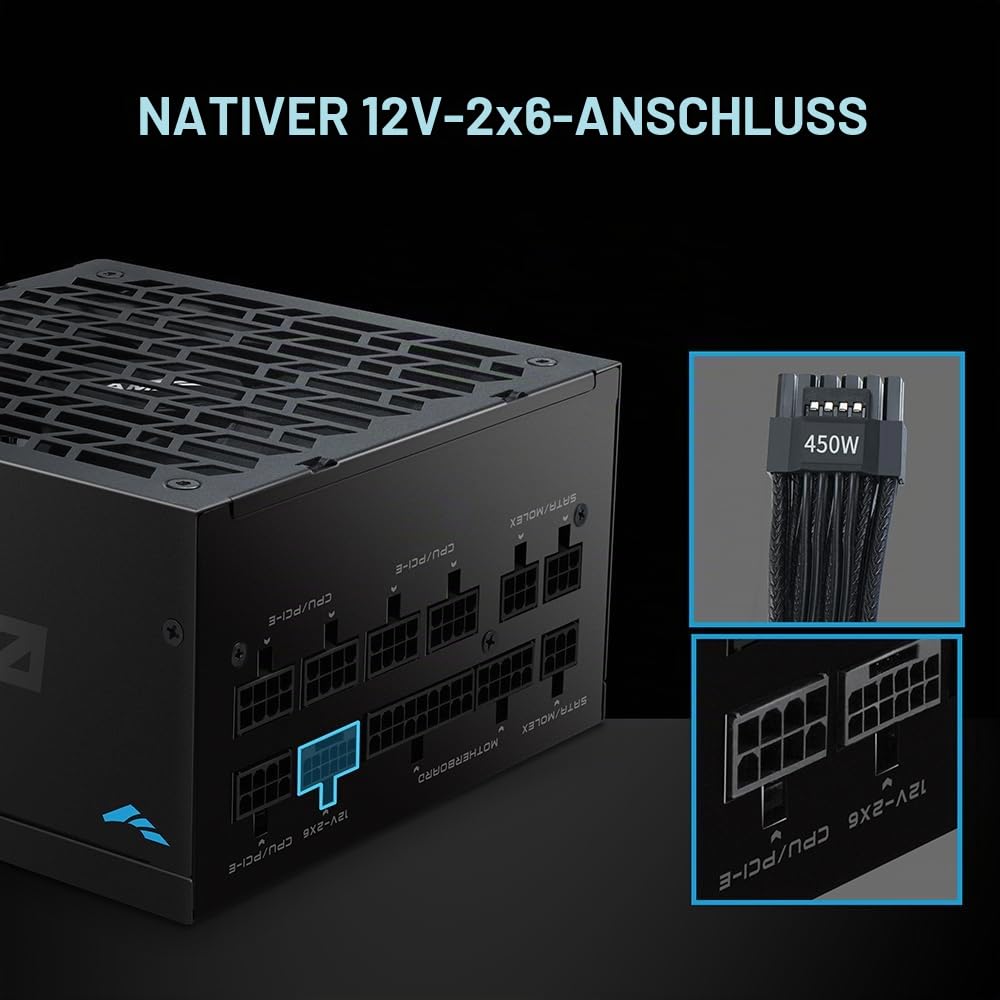 SAMA G750 750W 80+ Gold Netzteil, ATX 3.1, PCIe 5.1, vollmodular - Schwarz | 80 Plus Gold zertifiziert, Cybenetics zertifiziert und japanische Kondensatoren, 140mm FDB Silent-Lüfter