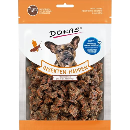 Dokas Dog Snack Insekten-Happen Mehlwürmer, Grillen, Karotte100 g (Menge: 10 je Bestelleinheit)