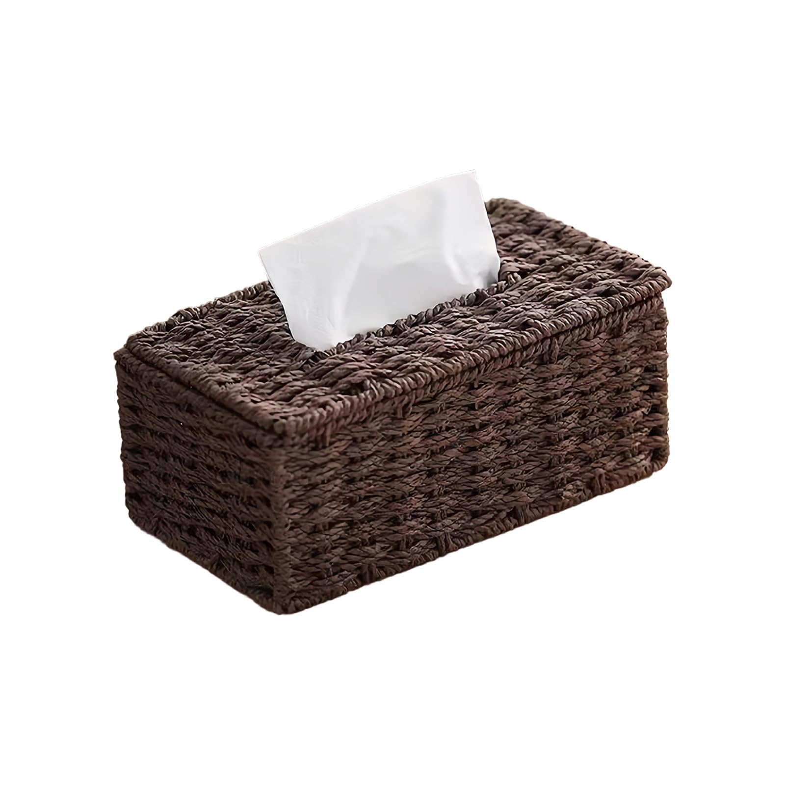 Artisanal Rattan Tissue Storage Box Natural Fiber Craftsmanship Multipurpose Home Decoration Handwoven Paper Rope Tissue Holder