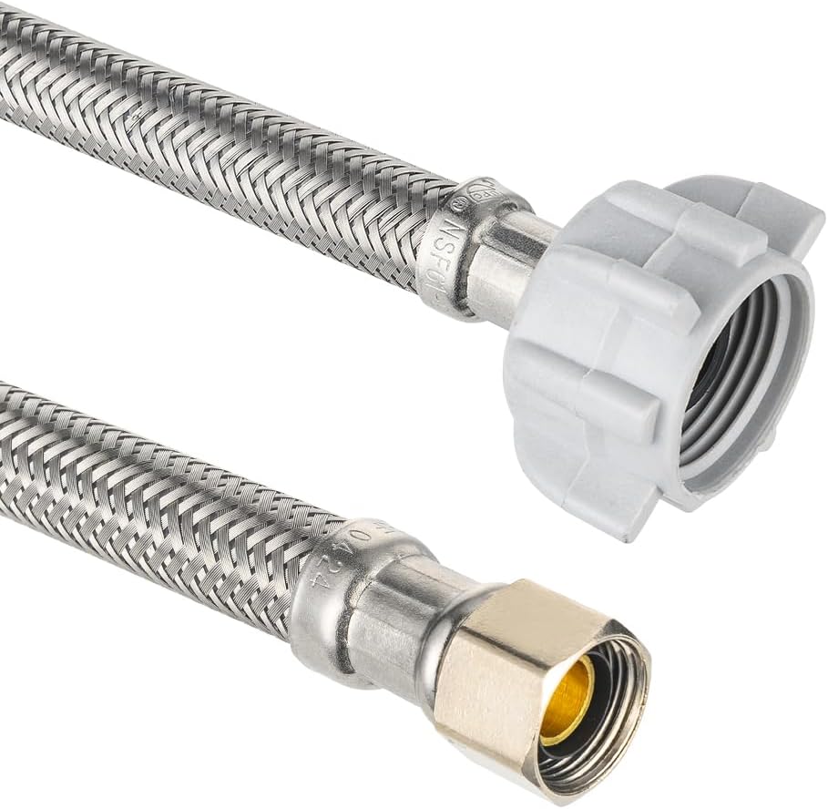10-Pack EFIELD 16-inch Length Toilet Water Supply Connector Line, Braided Stainless Steel Hose, 3/8" Compress x 7/8" Female Ballcock Thread,(HOSE052)