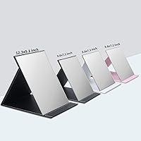 Vista 8 de ZBEIVAN Espejo de maquillaje plegable portátil extra grande de 12 x 9 pulgadas, espejo de tocador de piel sintética sin marco con soporte para mesa
