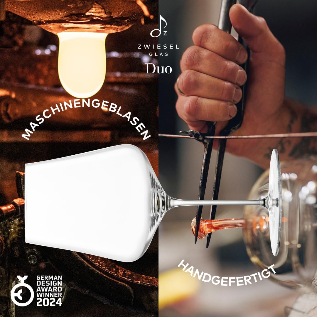 Zwiesel Glas Copas de vino tinto de color burdeos Duo (juego de 2 unidades), de color burdeos hechas a mano y a máquina, para vino tinto y bebidas pulverizadas, vasos de cristal Tritán aptos para