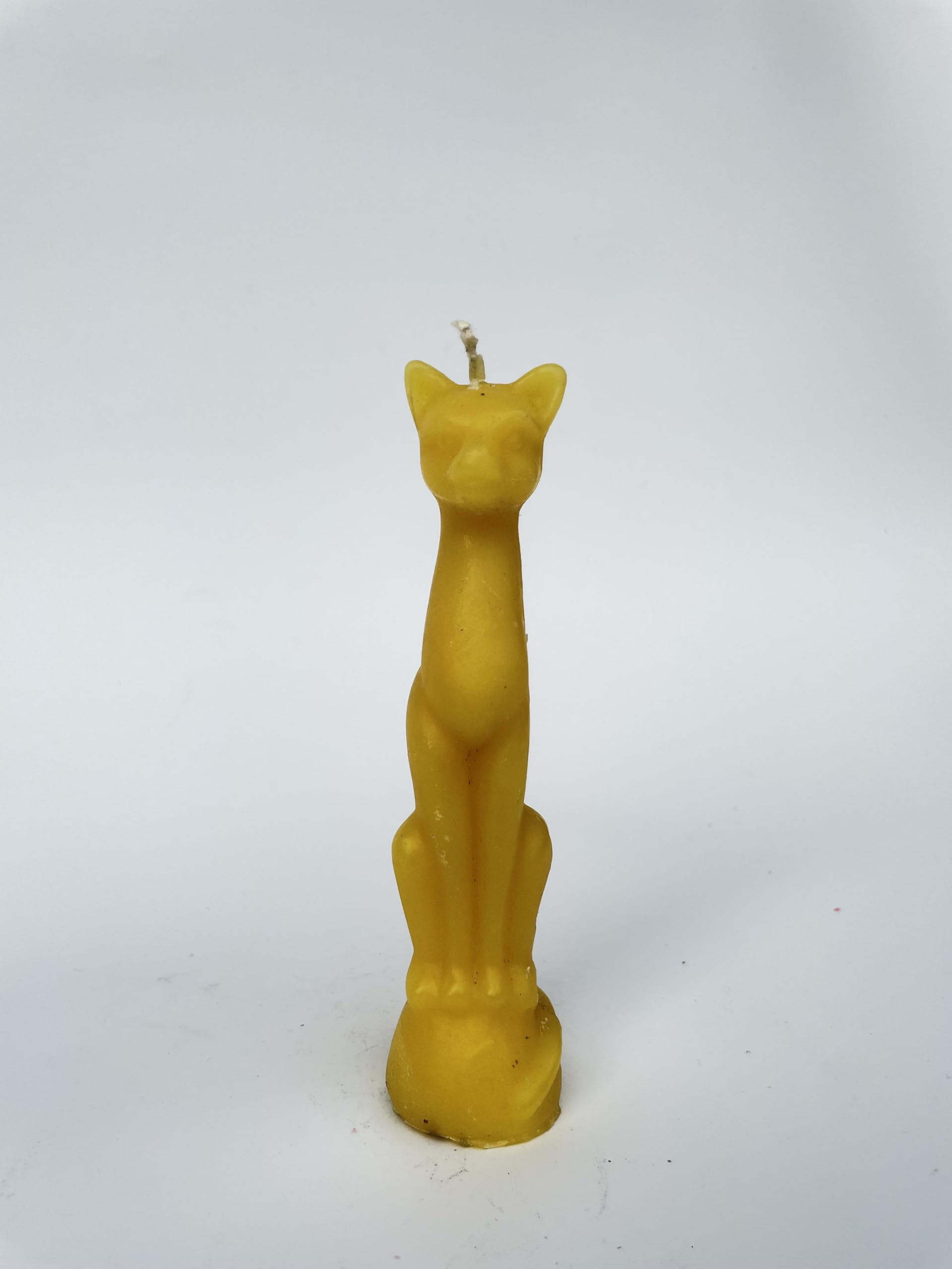 Hecate Wizard Mall Energized Bastet Cat Candle - Yellow Unscented Soy & Paraffin Wax for Spell Casting, Home Decor, Halloween, Perfect for Rituals and Aromatherapy - (15.4H x 4W-Yellow)