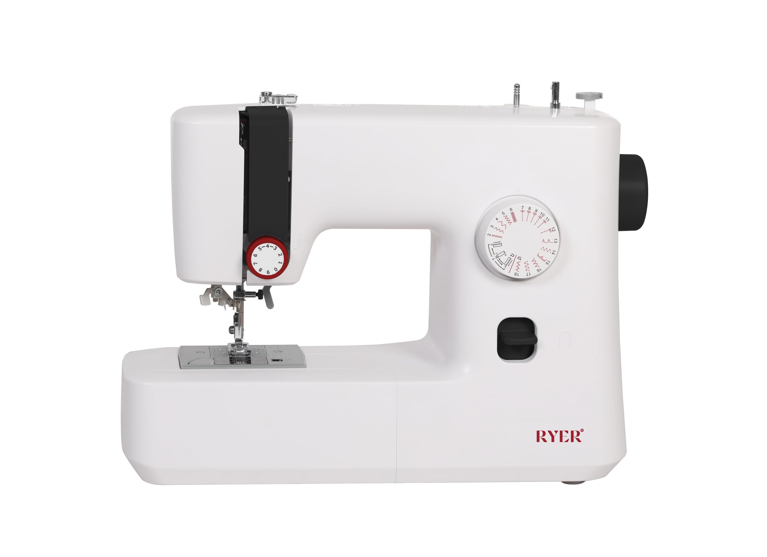 RYER Nähmaschine – 18 Stichprogramme, 7-Zahn-Transporteur, Horizontaler Rotierender Greifer, LED-Licht, Fadenschneider, Fußpedal & Zubehör – Kompakte und Robuste Nähmaschine für Anfänger und Fortgesch