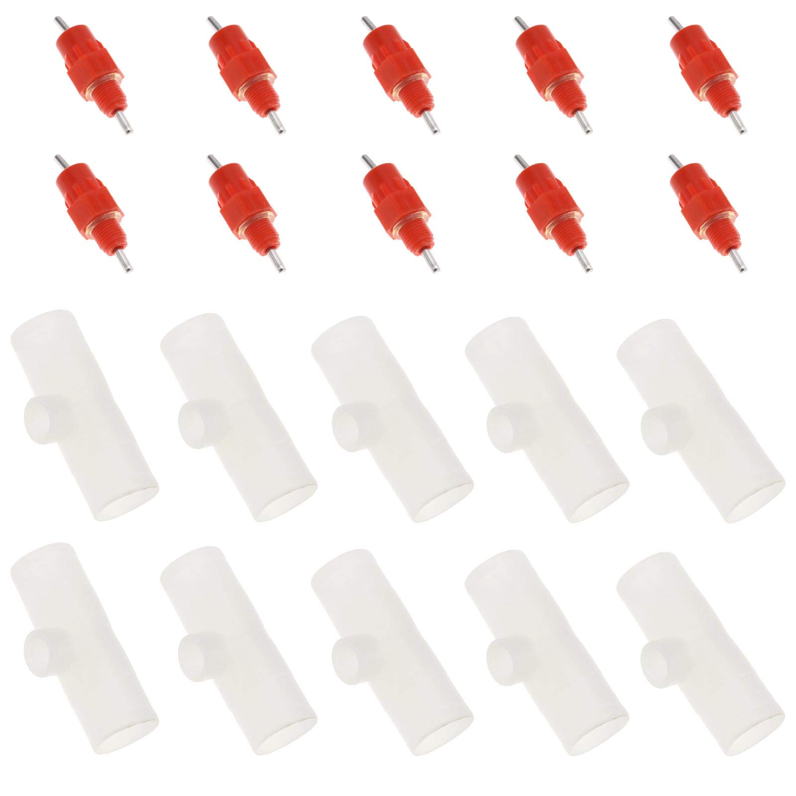 10 piezas de pollo automático de aves de corral bebedero de agua y 10 piezas de PVC Tee Tee Fitting para pollo gansos pollos de engorde criadores pollos patos y aves de caza
