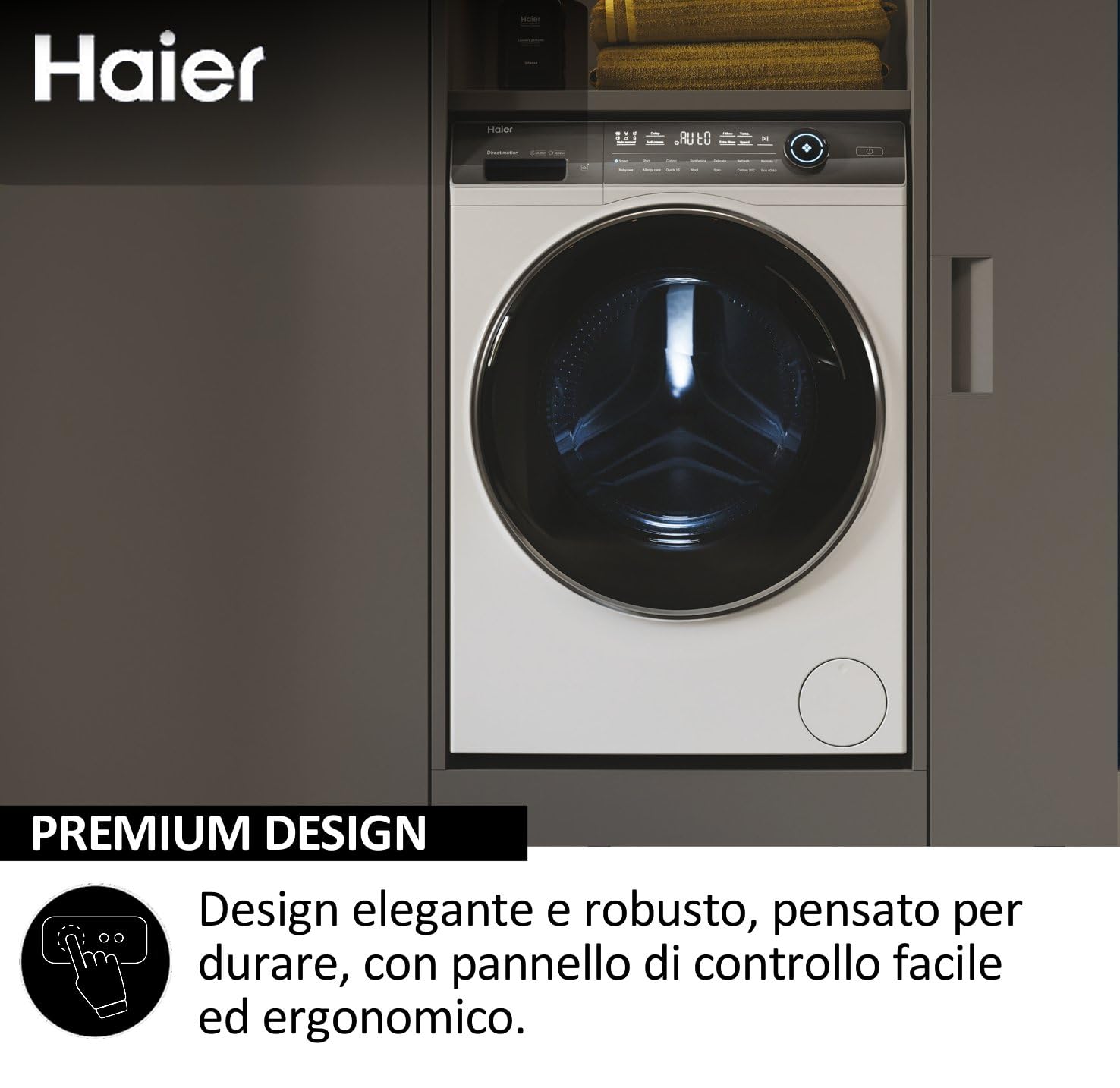 Haier I-Pro Serie 7 Plus, Lavatrice a carica frontale 9 KG, Libera Installazione, Classe A-25%, 1400 giri, Opzione Vapore, 14 programmi, App hOn, AxLxP 85x60x53 cm, Bianca - HW90-B14IGIT