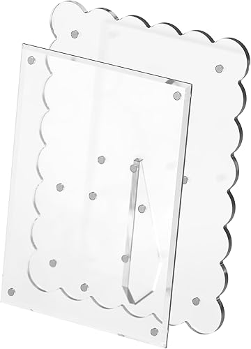 Miniatura 7 de Paquete de 2 portarretratos de acrílico transparente festoneado de 5 x 7 pulgadas, cierre acrílico magnético con agujeros dobles para exhibición