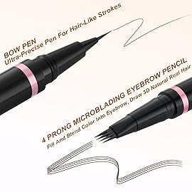 LAVONE Eyebrow Pencil Makeup Kit Waterproof 2-IN-1 Microblading Pen/Pomade Eyeliner and Dual-ended Brush, Brow Pencil Kit for Natural Eyebrows, Dark Brown