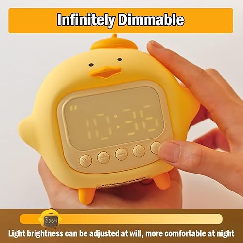 Miniatura 6 de LEDHOLYT Lindo reloj despertador de pato con luz nocturna, lámpara de despertador para niños, reloj despertador, luz nocturna para decoración de