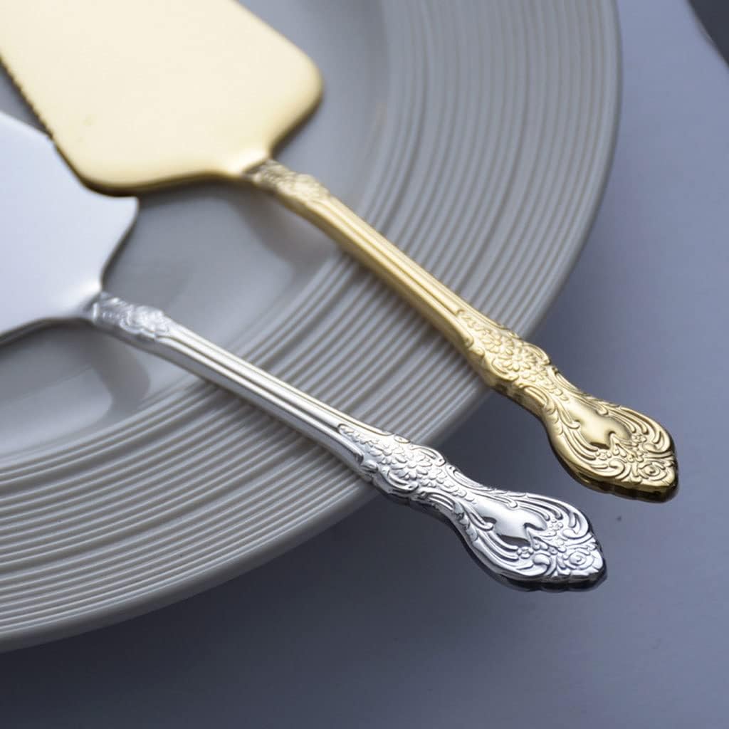 Pizza Cutter Pizza Shovel Stainless Steel Embossed Handle Cake Shovel Retro Bread Knife Pizza Shovel Household Baking Gadgets Pizza Slicer (Color : Gold)