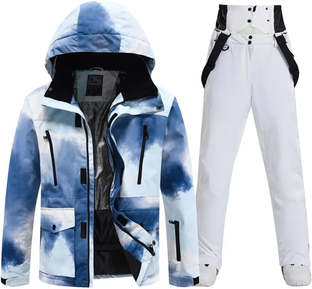 Men Winter Windproof Waterproof Thick Warm Skiing Outdoor Snowboard Wear Jacket And Snow Pants Set