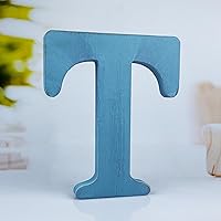 Vista 27 de Letras de madera azul rústica de 6 pulgadas, letras de madera sin terminar para pared, letras decorativas azules retro de pie, decoración de tablero
