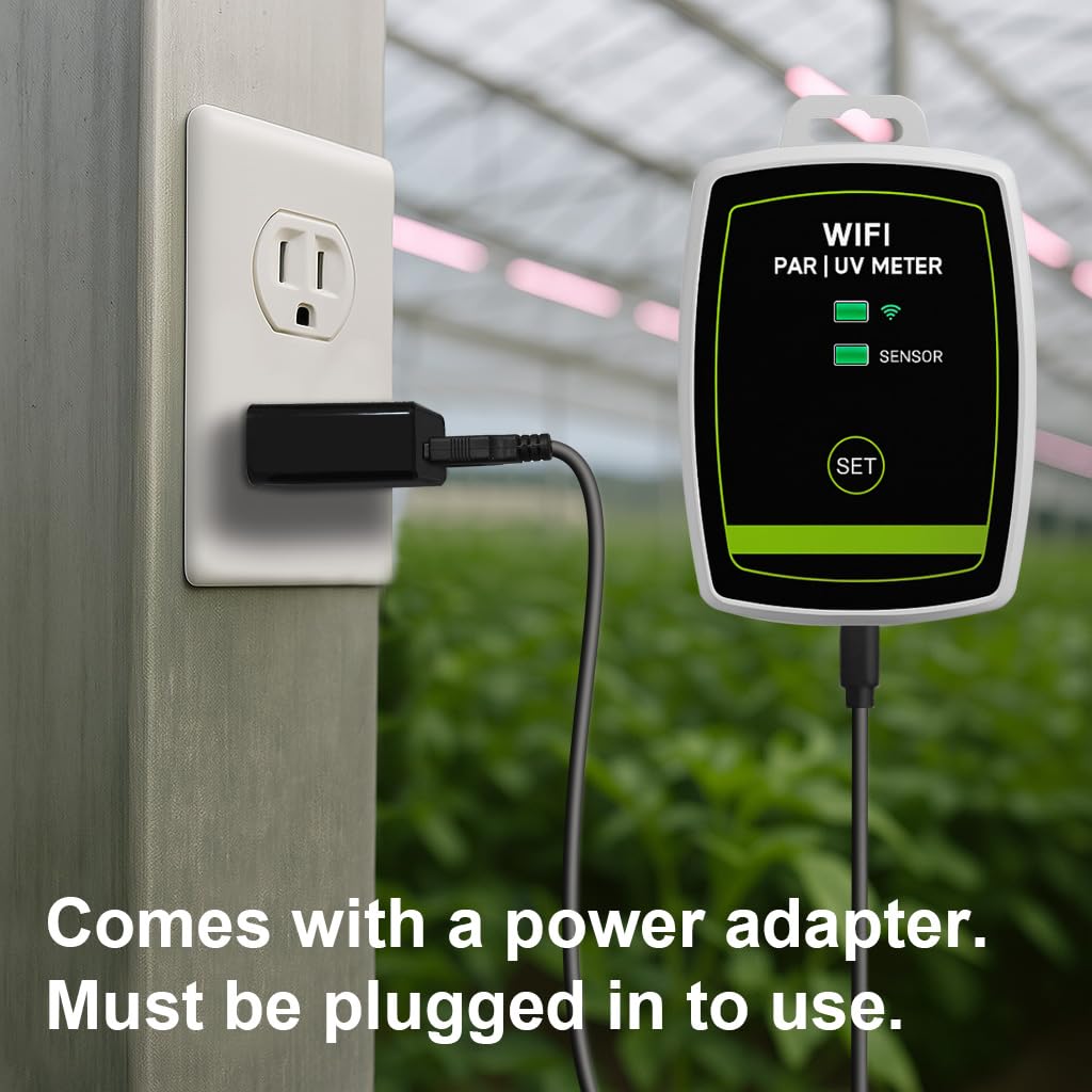 WiFi PAR Meter – Real-Time Light Intensity Monitor with Graph Recording | Measures PAR (400–700nm) and UVA for Grow Lights, Greenhouses